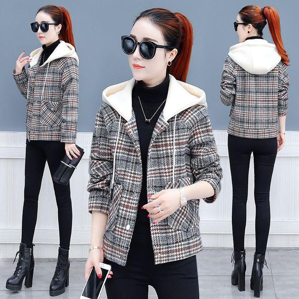 winter short plus cotton velvet plaid clothes women casual hooded warm female outwear woolen jacket m-2xl slim, Black
winter short plus cotton velvet plaid clothes women casual hooded warm female outwear woolen jacket m-2xl slim, Black