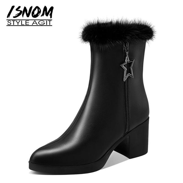 boots isnom women genuine leather ankle metal decor zip skid proof round toe chunky high heel warm short plush winter 2021, Black
boots isnom women genuine leather ankle metal decor zip skid proof round toe chunky high heel warm short plush winter 2021, Black