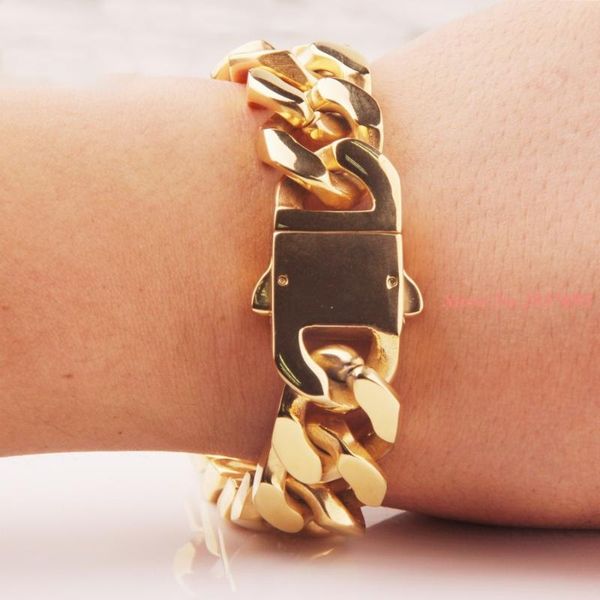 8.5"x20mm heavy gold tone mens jewelry stainless steel curb cuban chain bracelet charm bracelets bangle for men, Black
8.5"x20mm heavy gold tone mens jewelry stainless steel curb cuban chain bracelet charm bracelets bangle for men, Black