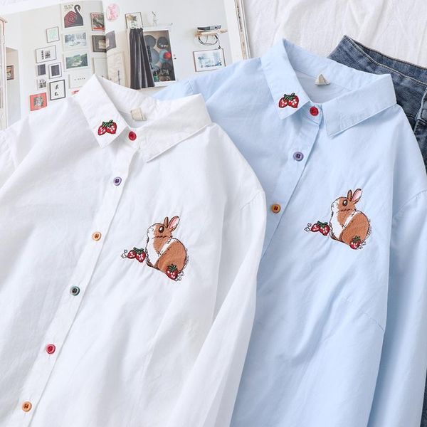 spring and autumn new women's korean style art loose embroidered white female student cute little fresh base shirt1
spring and autumn new women's korean style art loose embroidered white female student cute little fresh base shirt1