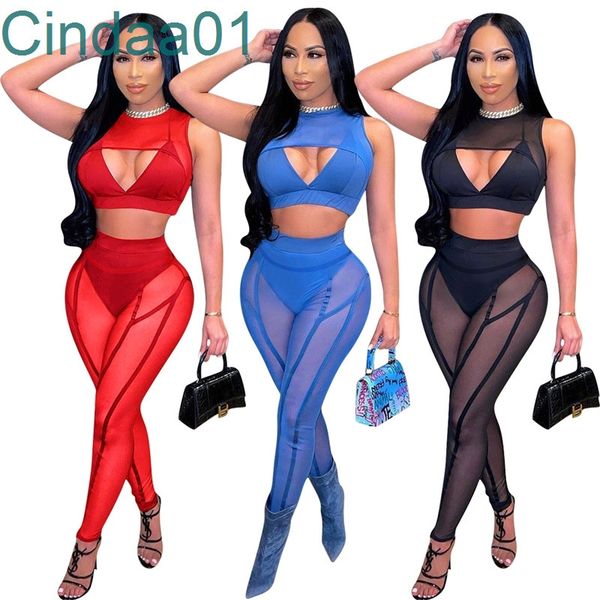 women two piece pant set designer 2022 spring mesh perspective hollow out vest trousers ladies suit 3 colours, White
women two piece pant set designer 2022 spring mesh perspective hollow out vest trousers ladies suit 3 colours, White