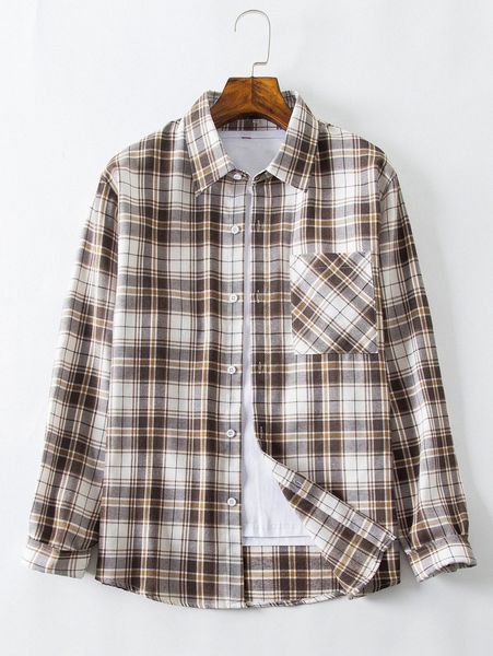 men tartan print pocket shirt without tee l4xl#, White;black
men tartan print pocket shirt without tee l4xl#, White;black