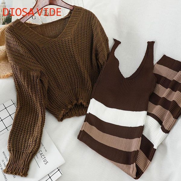 simple short sweater striped slim mid-length split dress two-piece 2021 autumn and winter models1, Gray
simple short sweater striped slim mid-length split dress two-piece 2021 autumn and winter models1, Gray