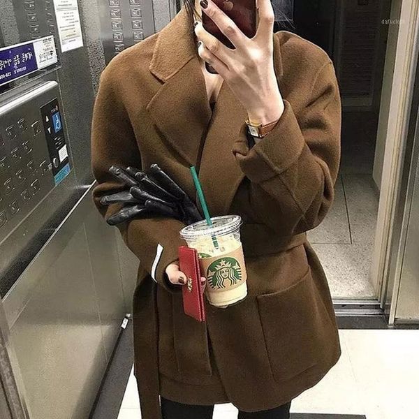 2021 new korean east gate double faced cashmere coat women's short loose cover meat show thin temperament tweed coat1, Black
2021 new korean east gate double faced cashmere coat women's short loose cover meat show thin temperament tweed coat1, Black