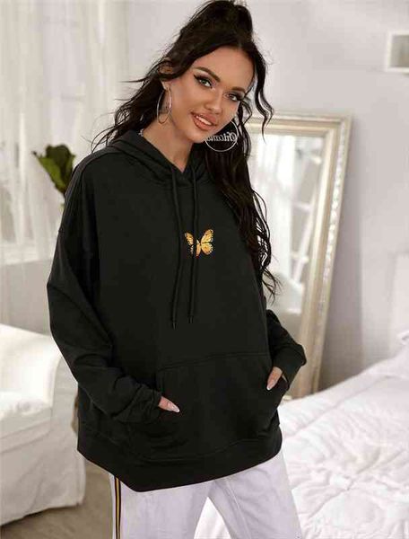 women fashion butterfly hooded sweatshirt lady spring fall casual loose long sleeve pullovers streetwear, Black
women fashion butterfly hooded sweatshirt lady spring fall casual loose long sleeve pullovers streetwear, Black