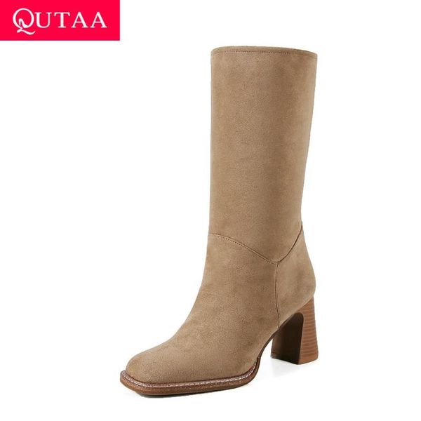boots qutaa 2021 flock retro square toe mid calf autumn winter short high heel slip on women shoes size 34-39, Black
boots qutaa 2021 flock retro square toe mid calf autumn winter short high heel slip on women shoes size 34-39, Black