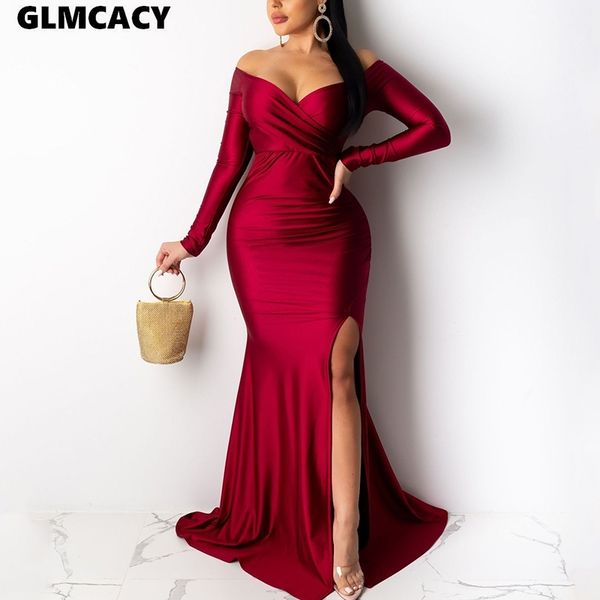 women plus size off shoulder long sleeve slit bodycon dress maxi solid chic & club formal evenig party vestido y200418, Black;pink
women plus size off shoulder long sleeve slit bodycon dress maxi solid chic & club formal evenig party vestido y200418, Black;pink