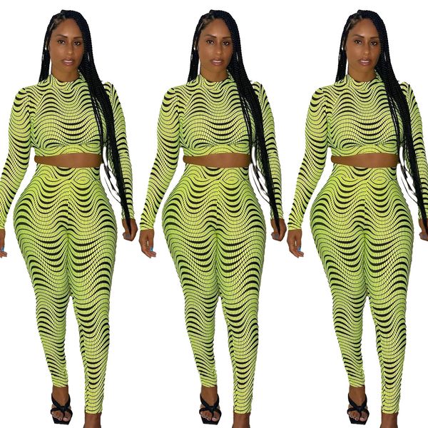 m091 european and american fashion long-sleeved women's print two-piece set with abstract lines, White
m091 european and american fashion long-sleeved women's print two-piece set with abstract lines, White