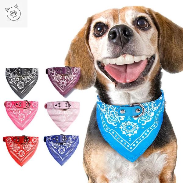 dog collars & leashes lhuang cute adjustable small puppy pet slobber towel outdoor cat collar print scarf design neckerchief