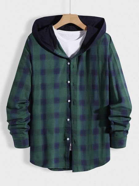 men plaid print shirt without tee s7wu#, White;black