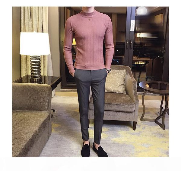 pullover men's sweater casual striped solid color sweater men's half-high collar stretch tight sweater slim knit, White;black
pullover men's sweater casual striped solid color sweater men's half-high collar stretch tight sweater slim knit, White;black