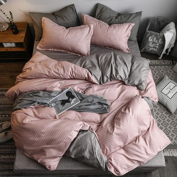bedding sets american style plaid set ab side bed super king size linens pink duvet cover home women bedclothes
bedding sets american style plaid set ab side bed super king size linens pink duvet cover home women bedclothes