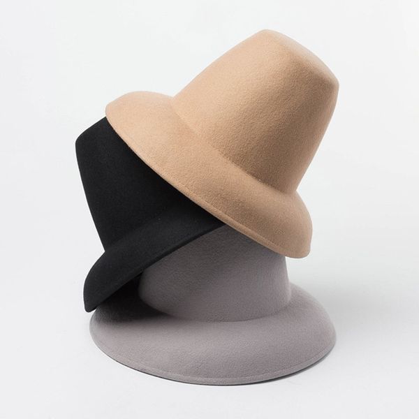 new classical warm wide brim winter hat retro style high cone wool felt hat stage show women men mack luxe fedora hat c0123, Blue;gray
new classical warm wide brim winter hat retro style high cone wool felt hat stage show women men mack luxe fedora hat c0123, Blue;gray