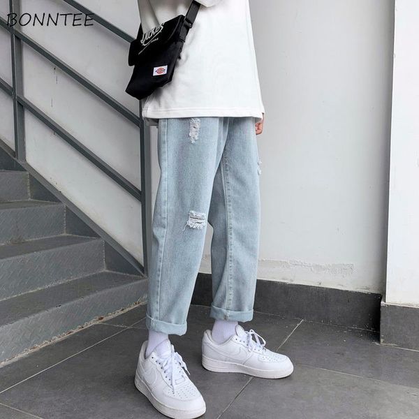 men's jeans men solid denim hole ankle-length zipper loose simple all-match male korean style ulzzang streetwear harajuku chic fashion, Blue
men's jeans men solid denim hole ankle-length zipper loose simple all-match male korean style ulzzang streetwear harajuku chic fashion, Blue