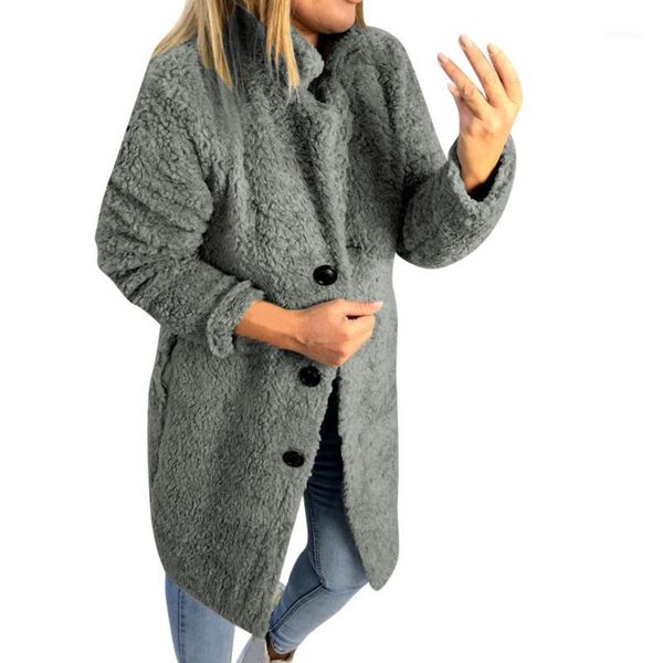 women's wool & blends klv s- women coat winter daily solid stand collar fluffy button polyester jacket outwear oversized long z10231, Black
women's wool & blends klv s- women coat winter daily solid stand collar fluffy button polyester jacket outwear oversized long z10231, Black