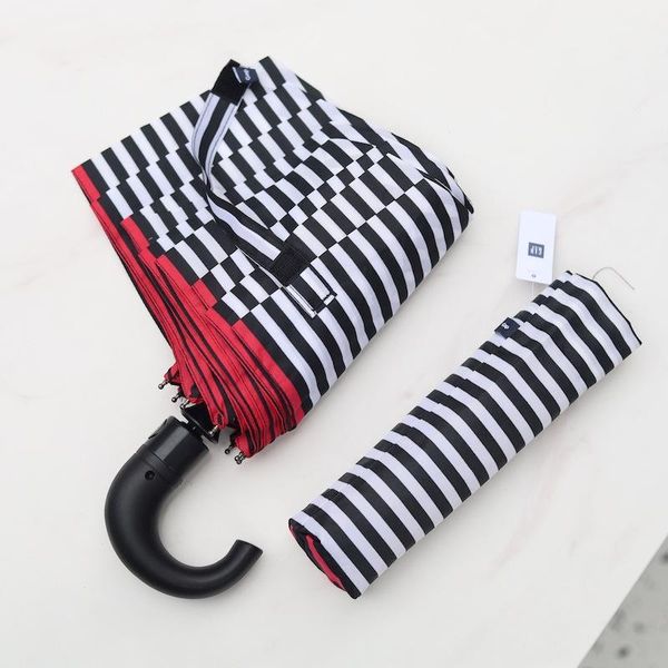 black white pattern red edge curved handle automatic three folding umbrella women umbrella reinforced windproof strong1
black white pattern red edge curved handle automatic three folding umbrella women umbrella reinforced windproof strong1