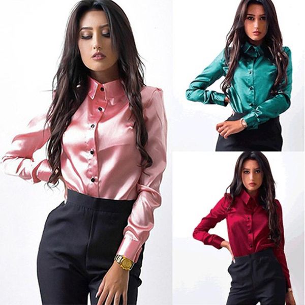 blusa women blouse elegant wine red green satin shirt turn down collar longth sleeve female formal office blouse women, White
blusa women blouse elegant wine red green satin shirt turn down collar longth sleeve female formal office blouse women, White