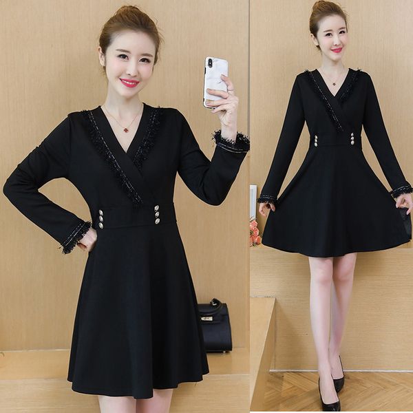 women plus size xl-5xl business dressed with v-necked long sleeves of slim casual loosens fat wearing skating se80, Black;gray
women plus size xl-5xl business dressed with v-necked long sleeves of slim casual loosens fat wearing skating se80, Black;gray