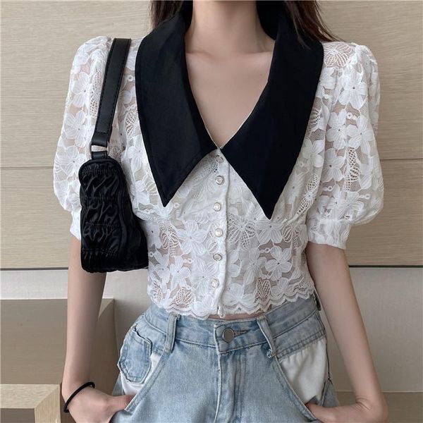 floral 2021 new elegant embroidery short women's blouse puff pretty peter pan thin collar blouses 9ovg, White
floral 2021 new elegant embroidery short women's blouse puff pretty peter pan thin collar blouses 9ovg, White
