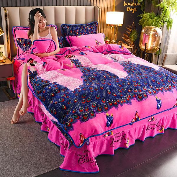 4pcs luxury peacock winter warm ab double-sided thick fleece bedding set flannel duvet cover bed sheet pillowcase king
4pcs luxury peacock winter warm ab double-sided thick fleece bedding set flannel duvet cover bed sheet pillowcase king