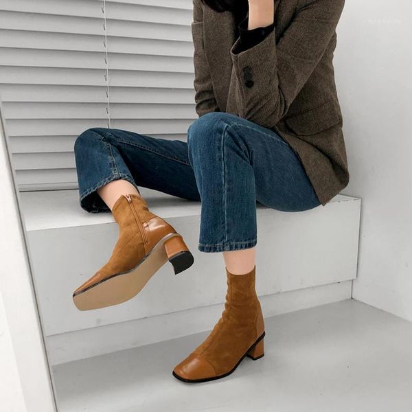 boots 2021 winter suede women's short british stitching trend square head thick heel nude size 33-421, Black
boots 2021 winter suede women's short british stitching trend square head thick heel nude size 33-421, Black