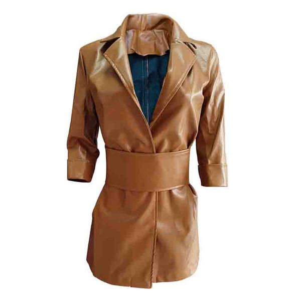 women leather jacket with belt european and american style fashion new womens tailored collar pu leather dress jackets 2 colors size s, Black
women leather jacket with belt european and american style fashion new womens tailored collar pu leather dress jackets 2 colors size s, Black