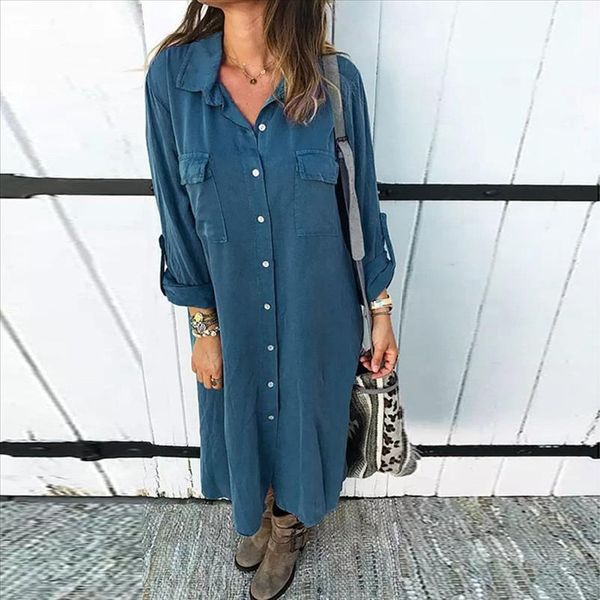 womens fashion dresses buttoned solid color long sleeved shirt pocket dress elegant retro boho dress vestido manga larga, Black;gray
womens fashion dresses buttoned solid color long sleeved shirt pocket dress elegant retro boho dress vestido manga larga, Black;gray