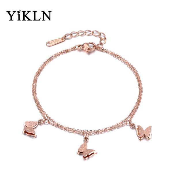 link, chain yikln bohemia beach jewelry rose gold color 2 layers stainless steel 3 butterfly charm link & bracelets for women yb18181, Black
link, chain yikln bohemia beach jewelry rose gold color 2 layers stainless steel 3 butterfly charm link & bracelets for women yb18181, Black