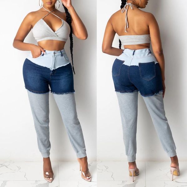 women's jeans thorn tree women pants 2021 fashion patchwork high waist casual denim sport trousers club streetwear pockets bottoms, Blue
women's jeans thorn tree women pants 2021 fashion patchwork high waist casual denim sport trousers club streetwear pockets bottoms, Blue