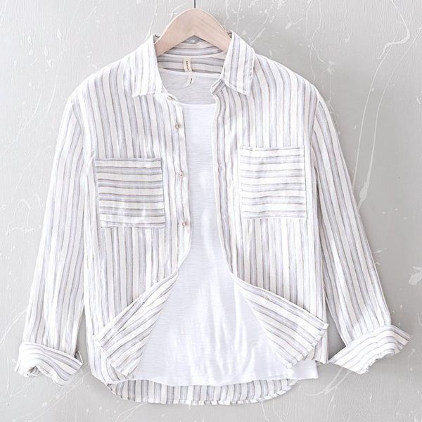 men's casual shirts men's 100% linen long sleeve slim fit striped dress shirt men breathable social business male camisa ts-5411, White;black
men's casual shirts men's 100% linen long sleeve slim fit striped dress shirt men breathable social business male camisa ts-5411, White;black