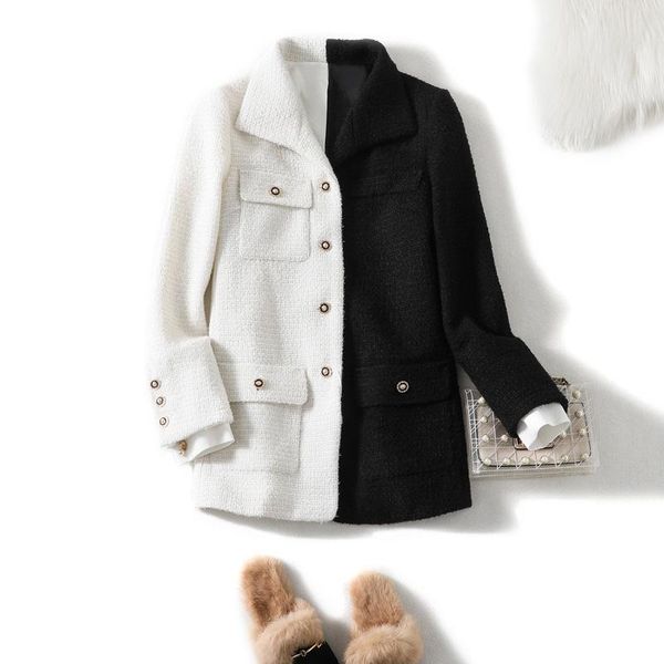 women's wool & blends same style autumn / winter 2021 small fragrance temperament celebrity standing collar tweed medium length coat, Black
women's wool & blends same style autumn / winter 2021 small fragrance temperament celebrity standing collar tweed medium length coat, Black