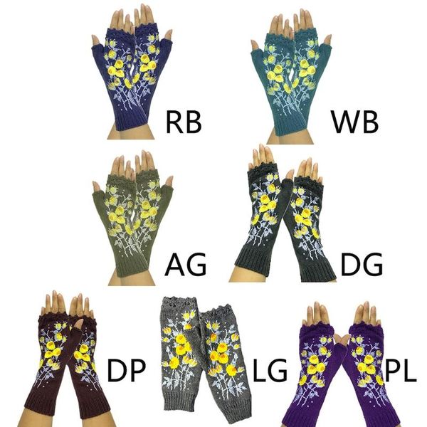 women autumn knitted lengthen wrist fingerless gloves sweet small yellow floral embroidery thumbhole mittens arm warmers, Blue;gray
women autumn knitted lengthen wrist fingerless gloves sweet small yellow floral embroidery thumbhole mittens arm warmers, Blue;gray