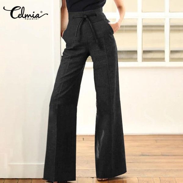 women wide-leg pant celmia fashion drawstring high waist trousers elegant lady office casual loose pants solid color pantalones1, Black;white
women wide-leg pant celmia fashion drawstring high waist trousers elegant lady office casual loose pants solid color pantalones1, Black;white