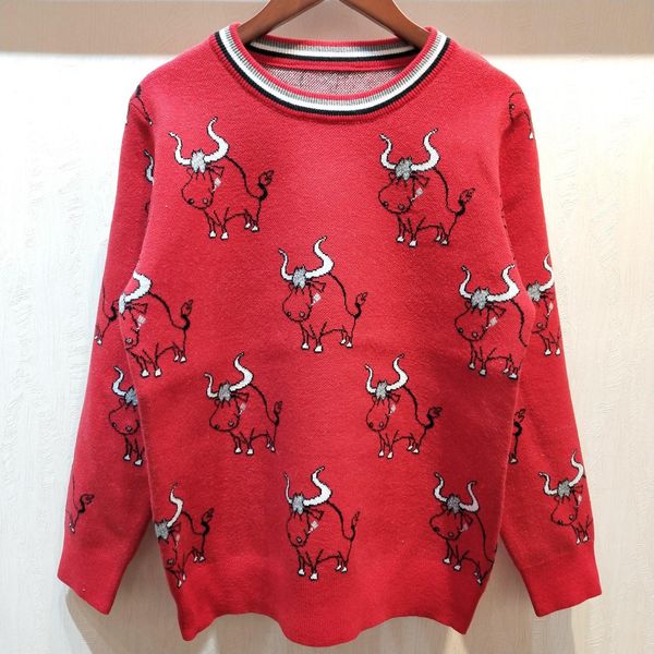 2020 autumn brand same style sweaters crew neck red animal print regular long sleeve crew neck women clothes 5, White;black
2020 autumn brand same style sweaters crew neck red animal print regular long sleeve crew neck women clothes 5, White;black