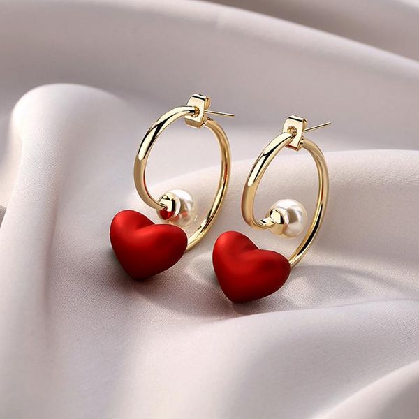 red love heart-shaped pearl earrings korean earrings fashion 2021 new trend women exquisite metal jewelry earrring, Silver
red love heart-shaped pearl earrings korean earrings fashion 2021 new trend women exquisite metal jewelry earrring, Silver