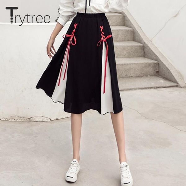 ttytree summer autumn womens skirt a-line knee-length elastic waist patchwork skirts female criss-cross ribbon bow fashion skirt1, Black
ttytree summer autumn womens skirt a-line knee-length elastic waist patchwork skirts female criss-cross ribbon bow fashion skirt1, Black