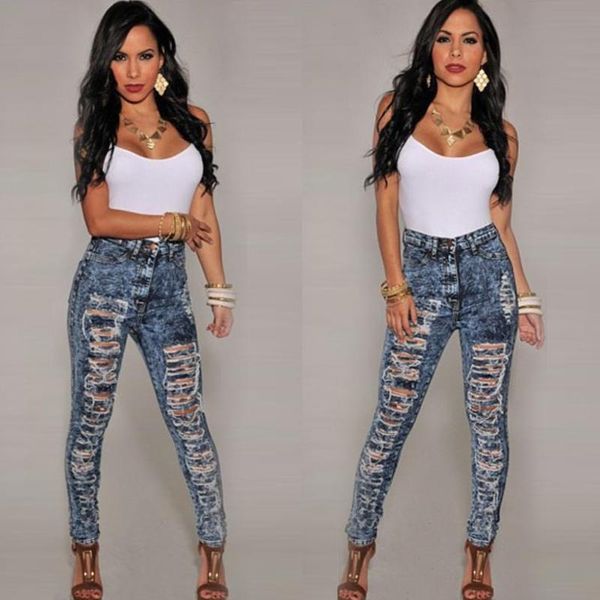 women's jeans high waist strech ripped women destroyed broken pencil pants retro denim trousers distressed streetwear plus size big, Blue
women's jeans high waist strech ripped women destroyed broken pencil pants retro denim trousers distressed streetwear plus size big, Blue