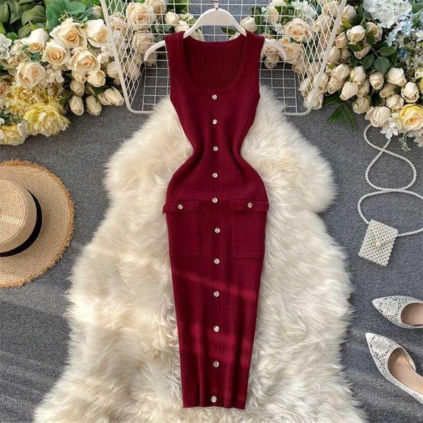 summer round neck single breasted knitted dress 2020 new khaki/red/pink high waist casual bodycon dress for female vestidos1, Black;gray
summer round neck single breasted knitted dress 2020 new khaki/red/pink high waist casual bodycon dress for female vestidos1, Black;gray