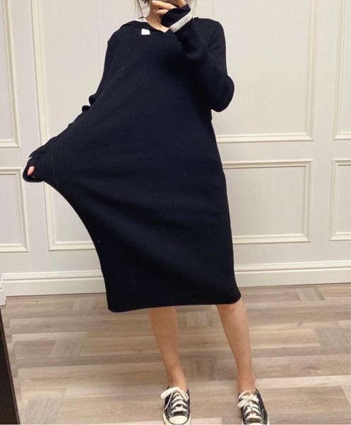 casual dresses women dress 2021 long-sleeved and knitted, Black;gray 
casual dresses women dress 2021 long-sleeved and knitted, Black;gray