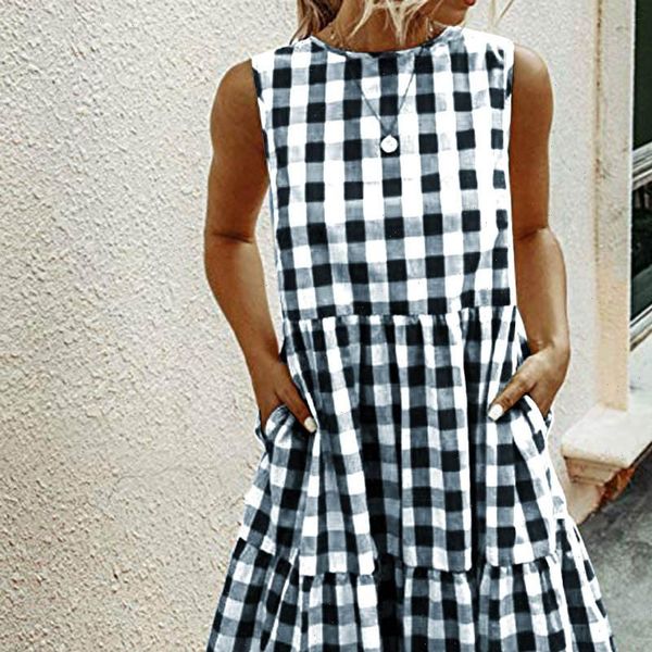 fashion women plaid short dress pockets a line dress casual summer beach dress sundress evening party vestidos 2021, Black
fashion women plaid short dress pockets a line dress casual summer beach dress sundress evening party vestidos 2021, Black