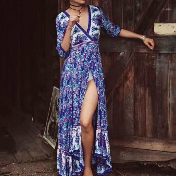 vintage chic women floral print bat sleeve beach long bohemian maxi dress ladies v neck summer boho dress vestidos1, Black;gray
vintage chic women floral print bat sleeve beach long bohemian maxi dress ladies v neck summer boho dress vestidos1, Black;gray