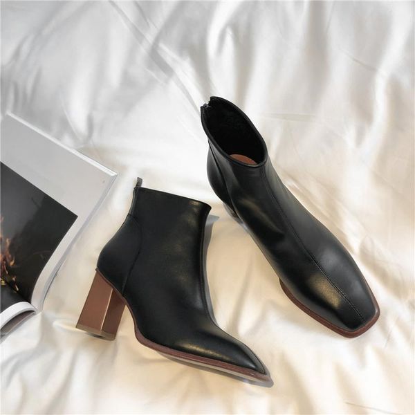elegant women cow leather ankle boots thick high heels warm autumn winter ladies shoes woman office pumps, Black
elegant women cow leather ankle boots thick high heels warm autumn winter ladies shoes woman office pumps, Black