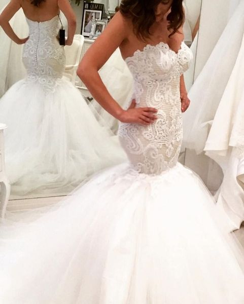 gorgeous white lace wedding dresses mermaid sweetheart neck plus size bridal gowns lace appliqued sleeveless lady marriage dress
gorgeous white lace wedding dresses mermaid sweetheart neck plus size bridal gowns lace appliqued sleeveless lady marriage dress