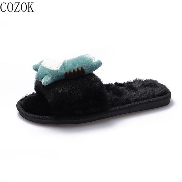 open-toed furry women's slippers casual fashion cute dinosaur pattern decorative women's shoes 2021 new home slippers, Black
open-toed furry women's slippers casual fashion cute dinosaur pattern decorative women's shoes 2021 new home slippers, Black
