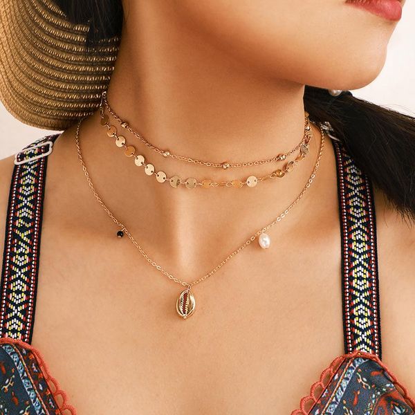 Brling New 2020 Fashion ins vintage Chain Pendant Choker simple geometric pearl shell Necklace for women Girl Gift Party, Golden;silver
Brling New 2020 Fashion ins vintage Chain Pendant Choker simple geometric pearl shell Necklace for women Girl Gift Party, Golden;silver