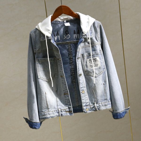 2021 new applique embroidery female autumn new korean bf college wind hooded short denim jacket 403f, Black;brown
2021 new applique embroidery female autumn new korean bf college wind hooded short denim jacket 403f, Black;brown