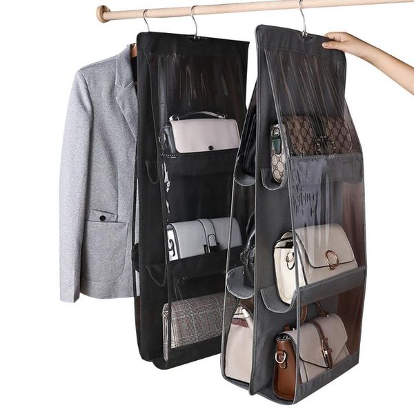 storage bags 6 pockets clear hanging purse handbag tote bag organizer closet rack saving space package black and white
storage bags 6 pockets clear hanging purse handbag tote bag organizer closet rack saving space package black and white