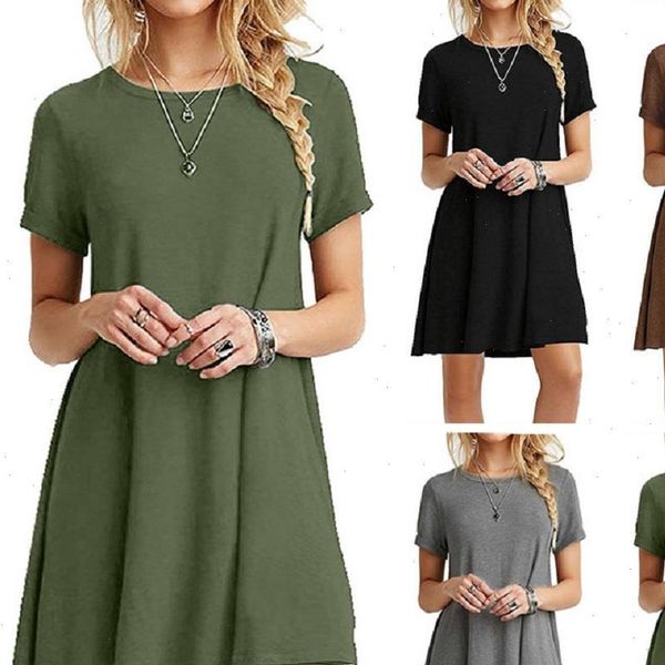 casual boho beach dresses womens o neck party summer dress short sleeve loose mini dress drop shipping, Black;gray 
casual boho beach dresses womens o neck party summer dress short sleeve loose mini dress drop shipping, Black;gray
