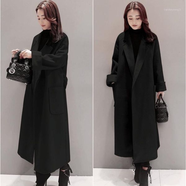 women's wool & blends plus size women winter long coat 2021 vintage elegant clothes loose fashion korean coat1, Black
women's wool & blends plus size women winter long coat 2021 vintage elegant clothes loose fashion korean coat1, Black
