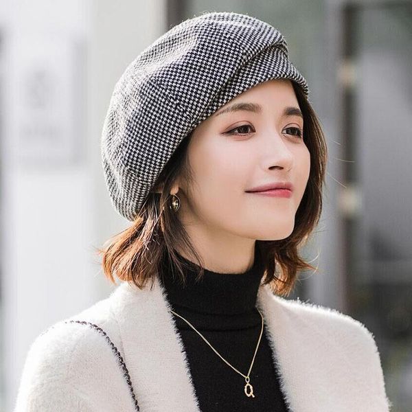 simple women beret for elegant lady winter female cotton hats plaid vintage octagonal casual boina autumn girl cap, Blue;gray
simple women beret for elegant lady winter female cotton hats plaid vintage octagonal casual boina autumn girl cap, Blue;gray